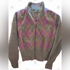 Gray and Purple Argyle Women's Sweater